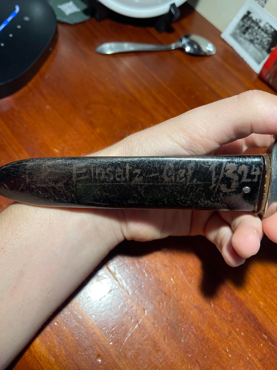 WW2 Hitler Youth Knife – Etched Example with Mysterious Back Marking