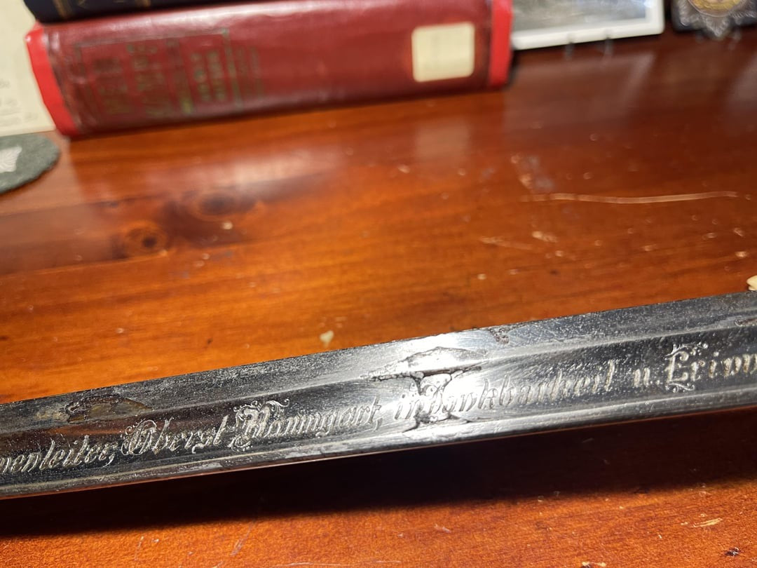 WW2 German Officer’s Sword – Named to Colonel Baumgart