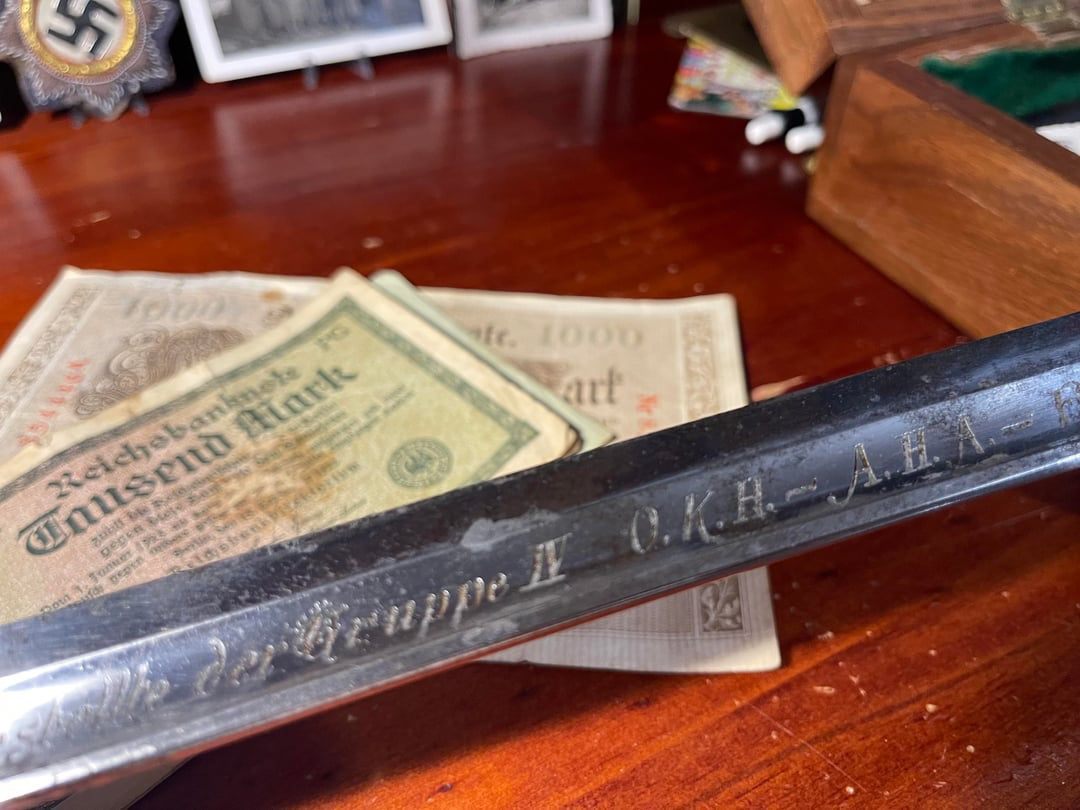 WW2 German Officer’s Sword – Named to Colonel Baumgart