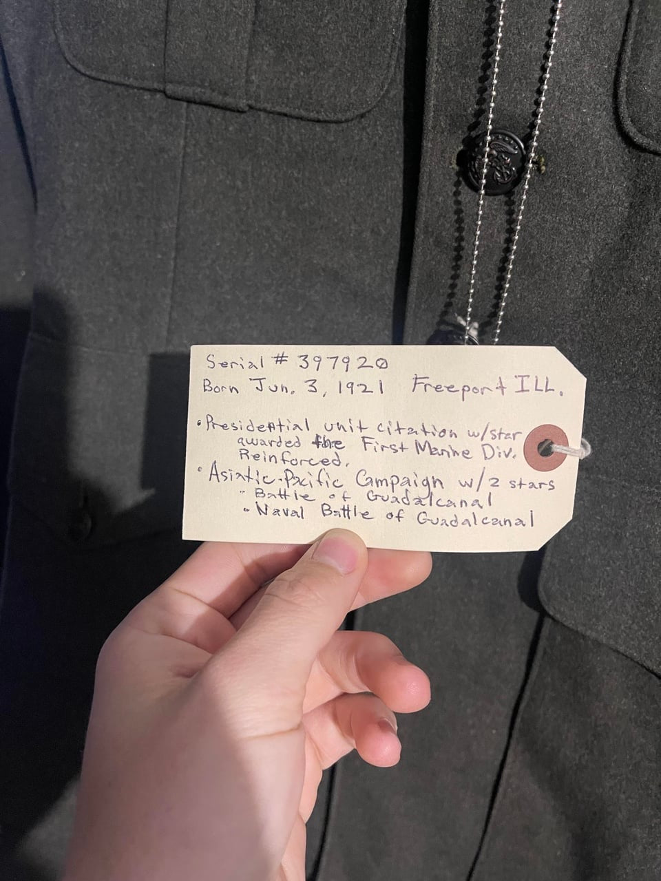 WW2 USMC 1st Division Uniform – Identified Veteran Grouping