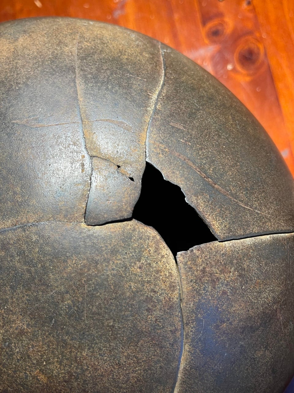 WW2 German M40 Luftwaffe Helmet – Tropical / DAK Camo with Shrapnel Damage
