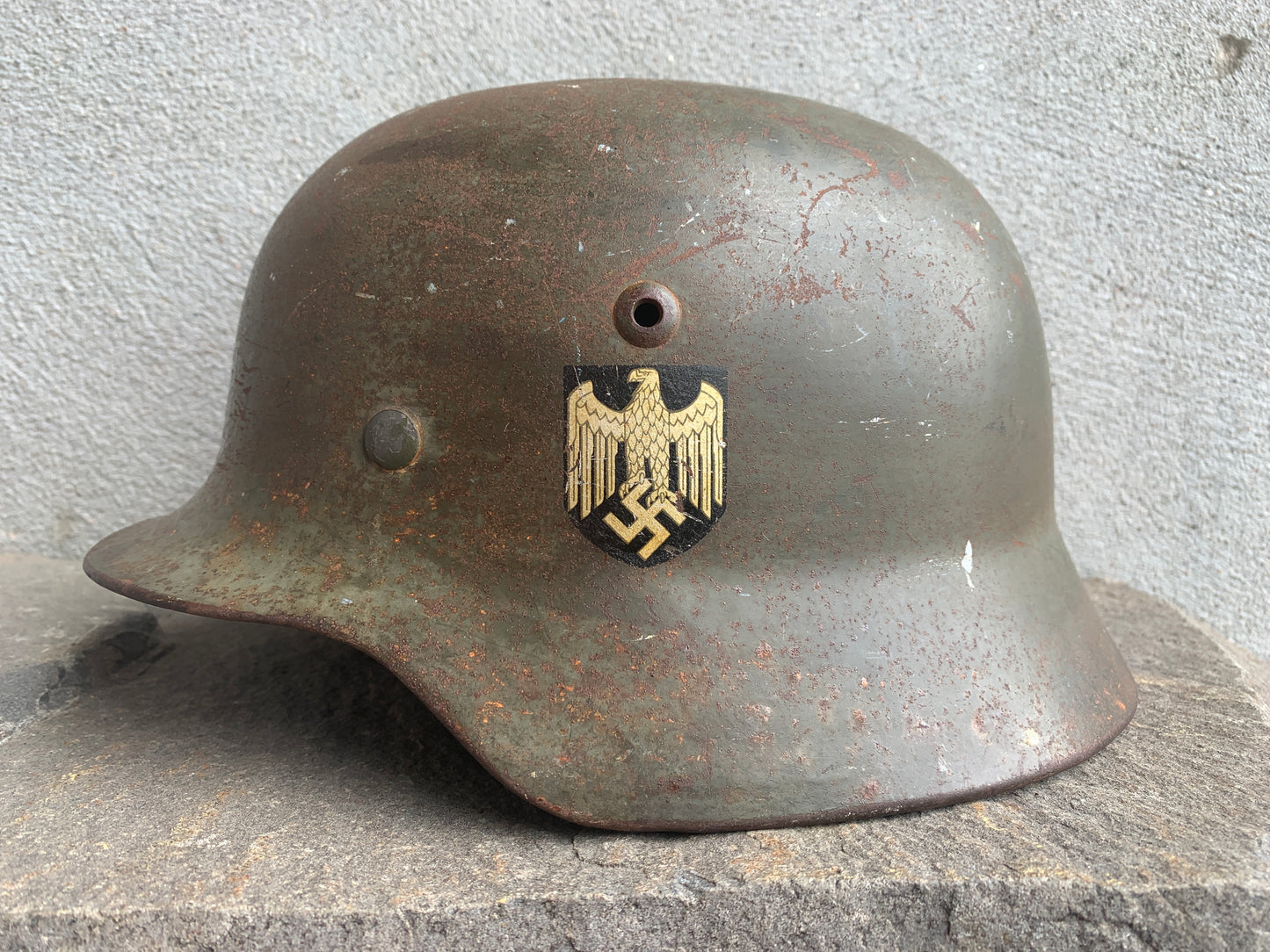 WW2 German M35 Heer Helmet – Early Pre-War Double Decal (1935)