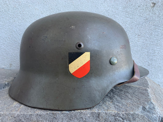 WW2 German M35 Kriegsmarine Double Decal Helmet – Rare ET70 Size