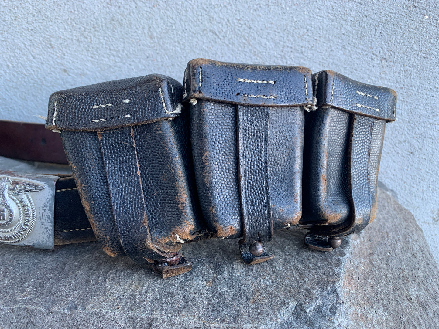 WW2 Waffen-SS Belt, Buckle & Ammo Pouches – Woodwork Estate Find