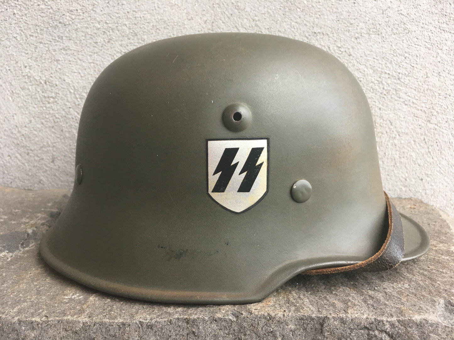 WWII German M34 SS Einsatzgruppen Helmet – Edelstahl (High-Grade Steel)