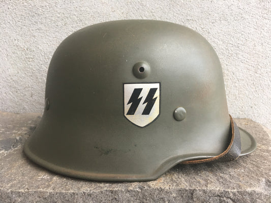 WWII German M34 SS Einsatzgruppen Helmet – Edelstahl (High-Grade Steel)