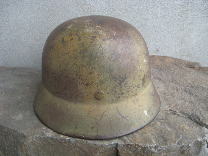 WWII German Luftwaffe M40 Helmet – Transitional 1940, Size 68, One-Look Camo