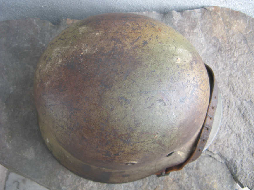WWII German Luftwaffe M40 Helmet – Transitional 1940, Size 68, One-Look Camo