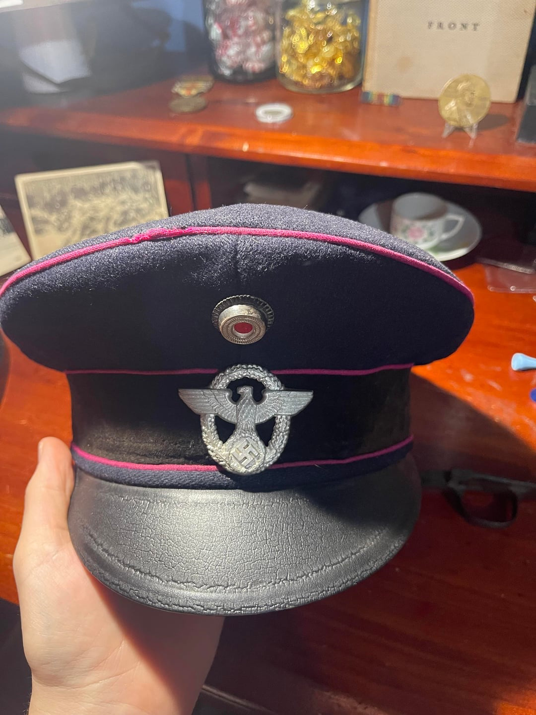 U.S. Fire Police Dress Cap – German Style with Original Insignia