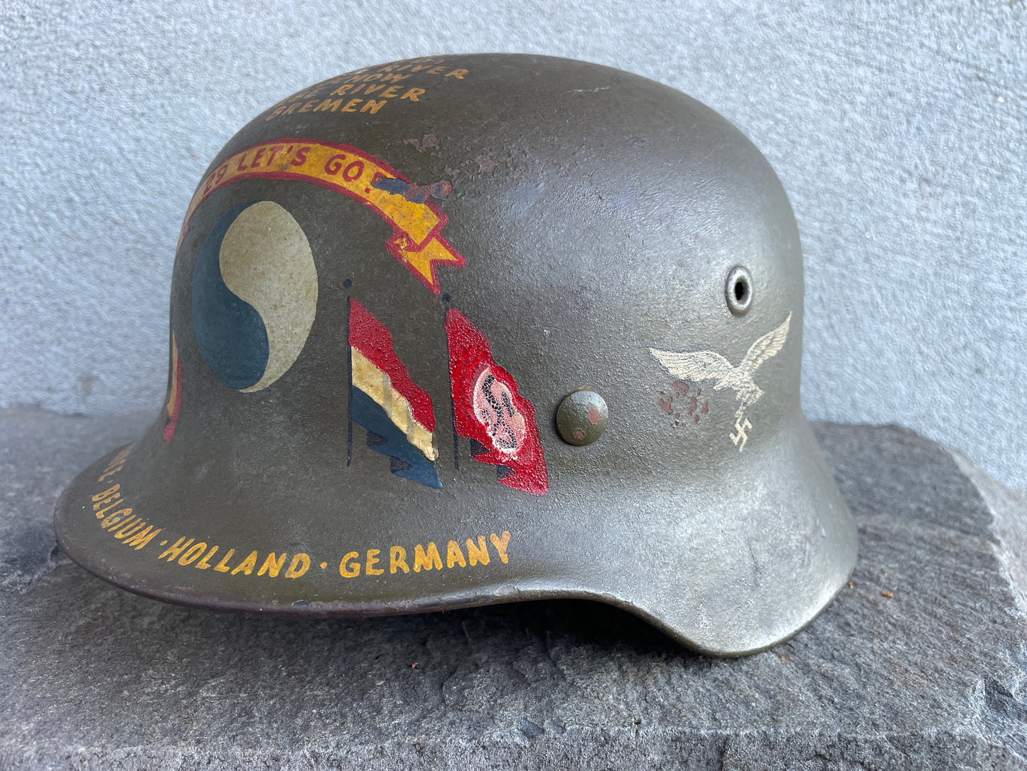 This Superb Veteran-Art M40 Q66 Luftwaffe SD Helmet