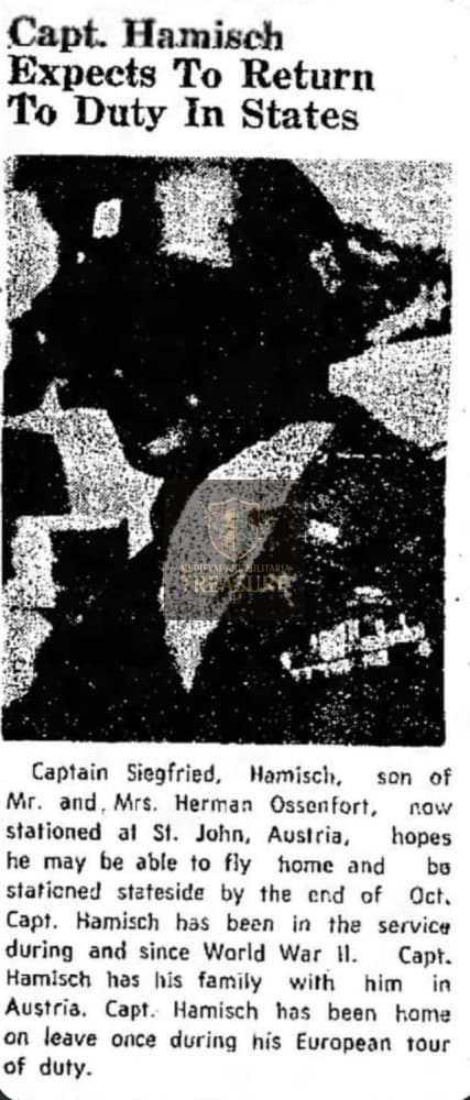 Grouping belonging to Siegfried Hamisch I have attached some pictures of news clippings on him. The uniforms belonged
